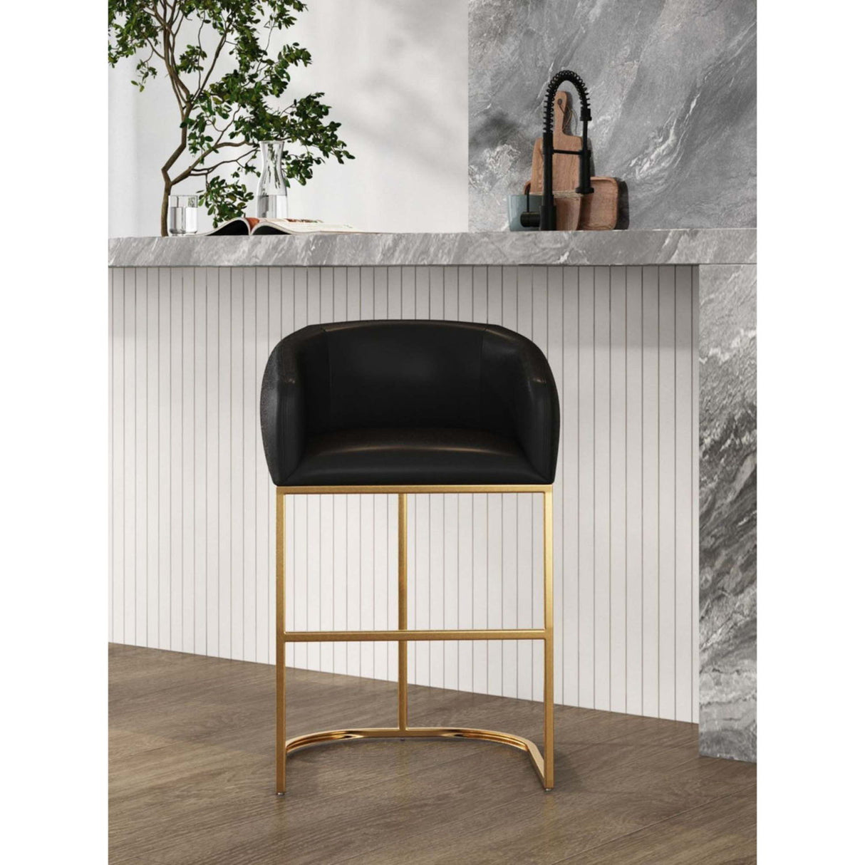 Mid-Century Modern Stool With Steel Base