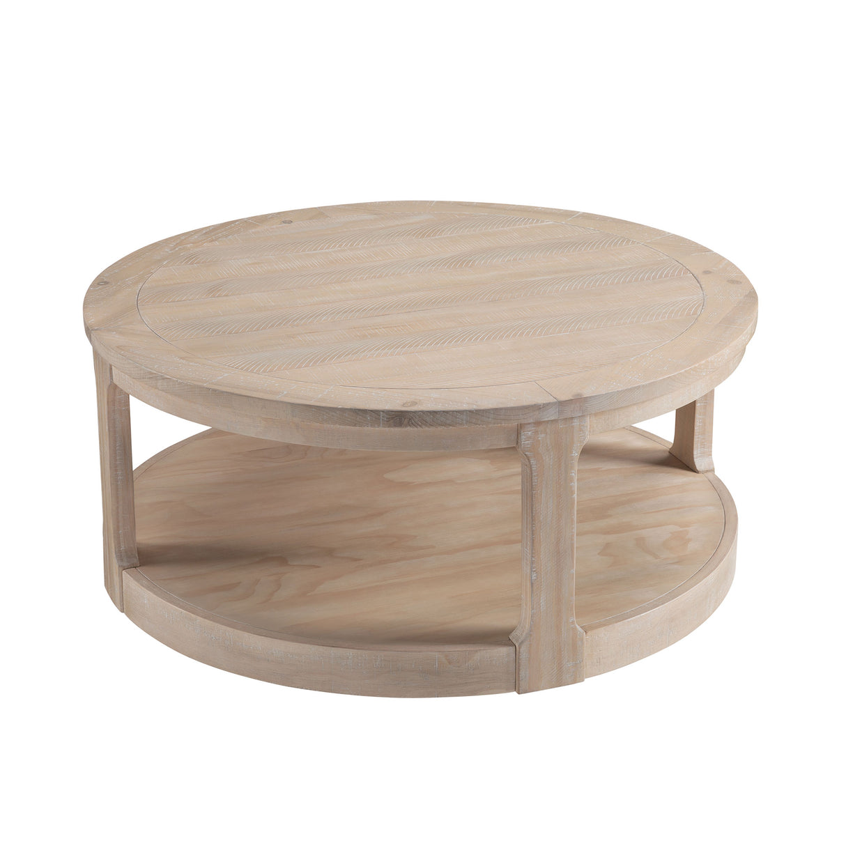 40inch Large Curved 2 Tier Traditional Round Circle Wooden Center Coffee Table