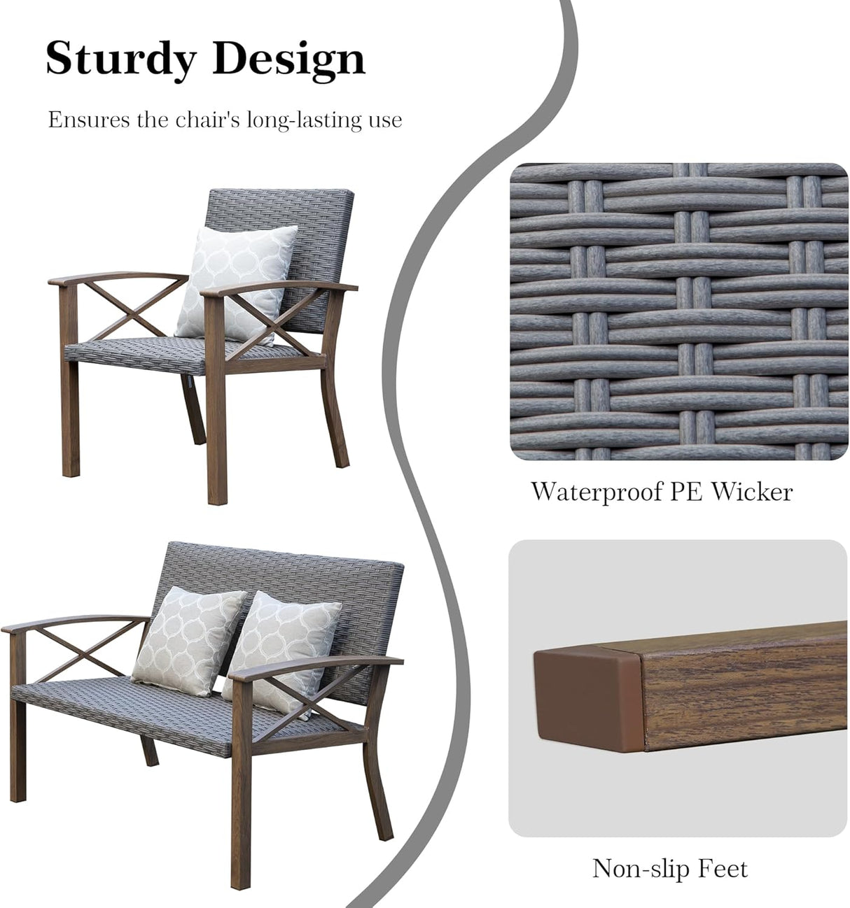 Aluminum Patio Furniture Set, 4-Piece Modern Conversation Set