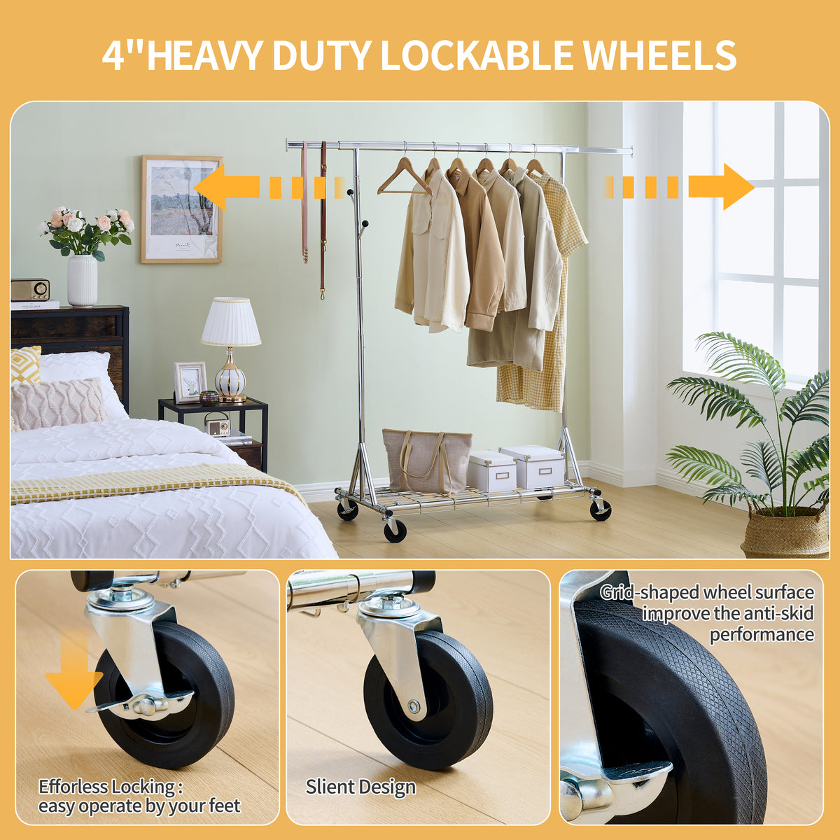 Heavy Duty Rolling Clothes Rack