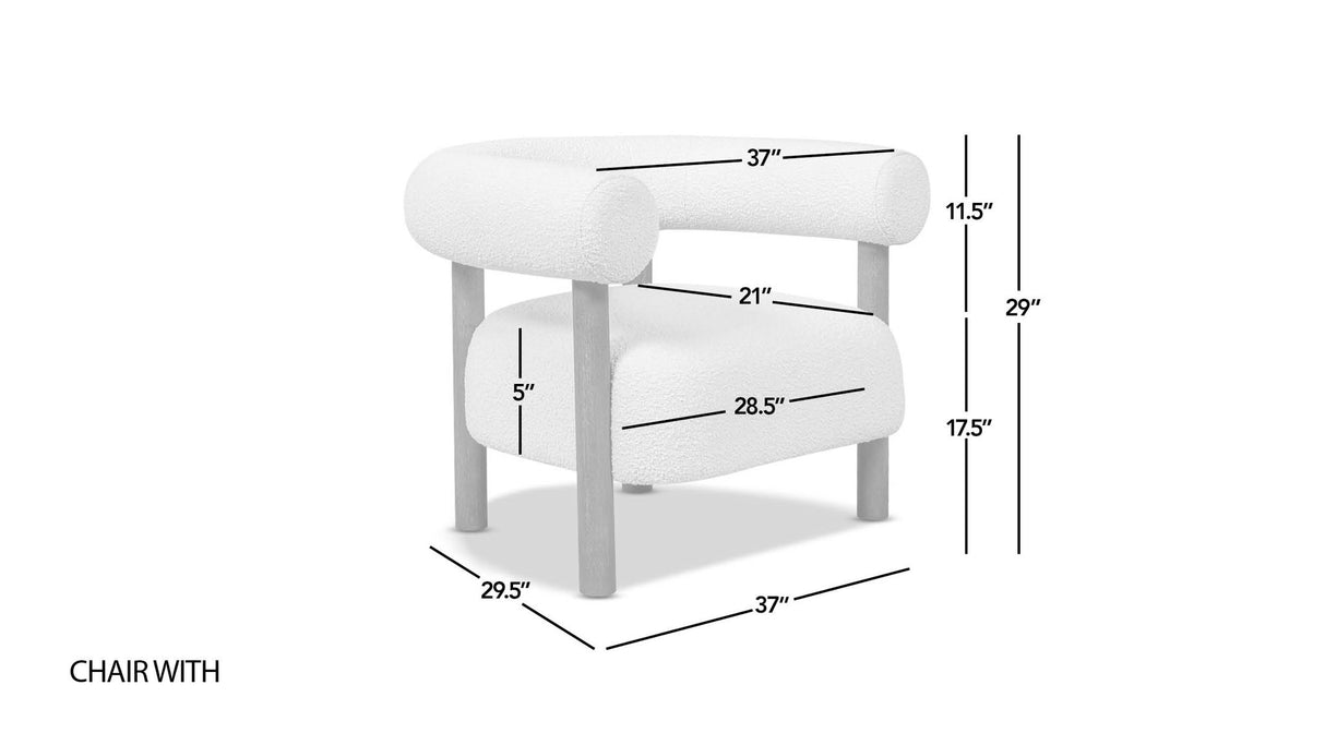 Fuji - Mid Century Modern Barrel Accent Arm Chair - Ivory White