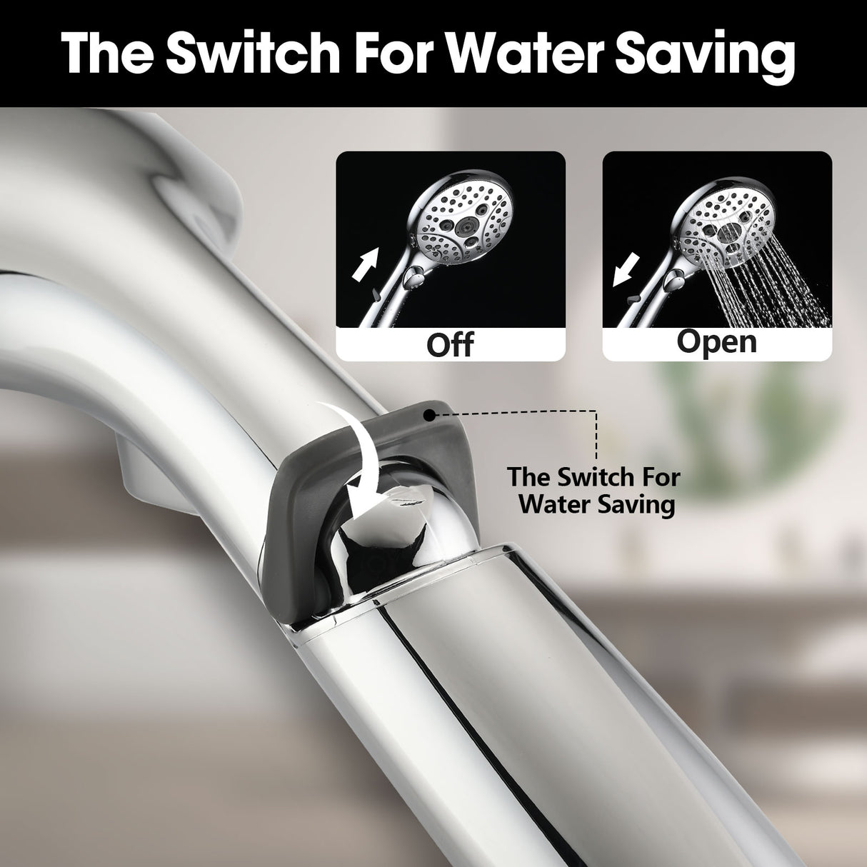 Lift-Up Diverter Bathtub Faucet with 6 Settings Handheld Shower