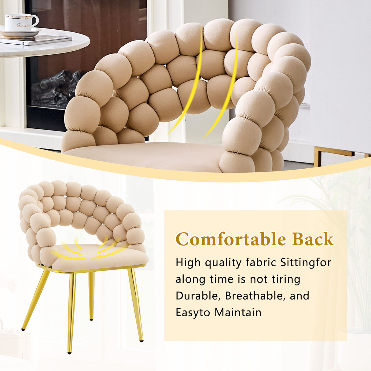 Puffy Bubble, Ball Chain Chairs For Dining Room (Set of 2)