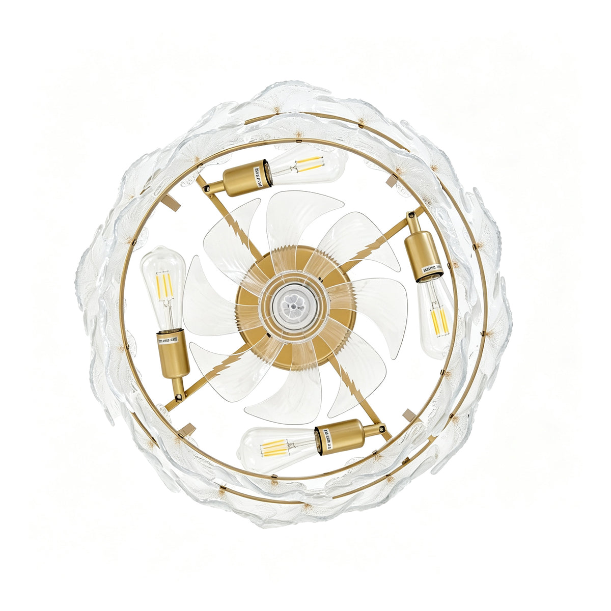 19-Inch Floral Glass Ceiling Fan with ABS Blades