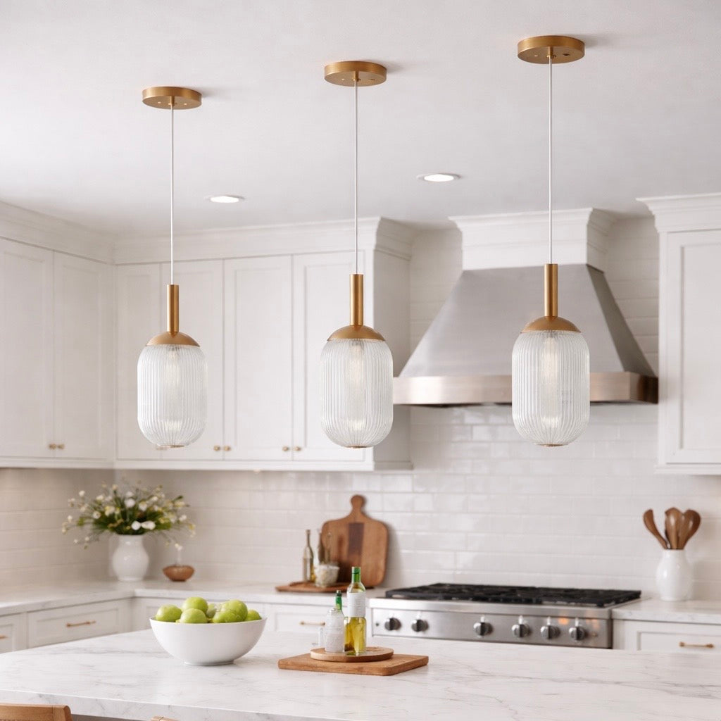 Modern Style Pendant Lamp - Bronze and Clear
