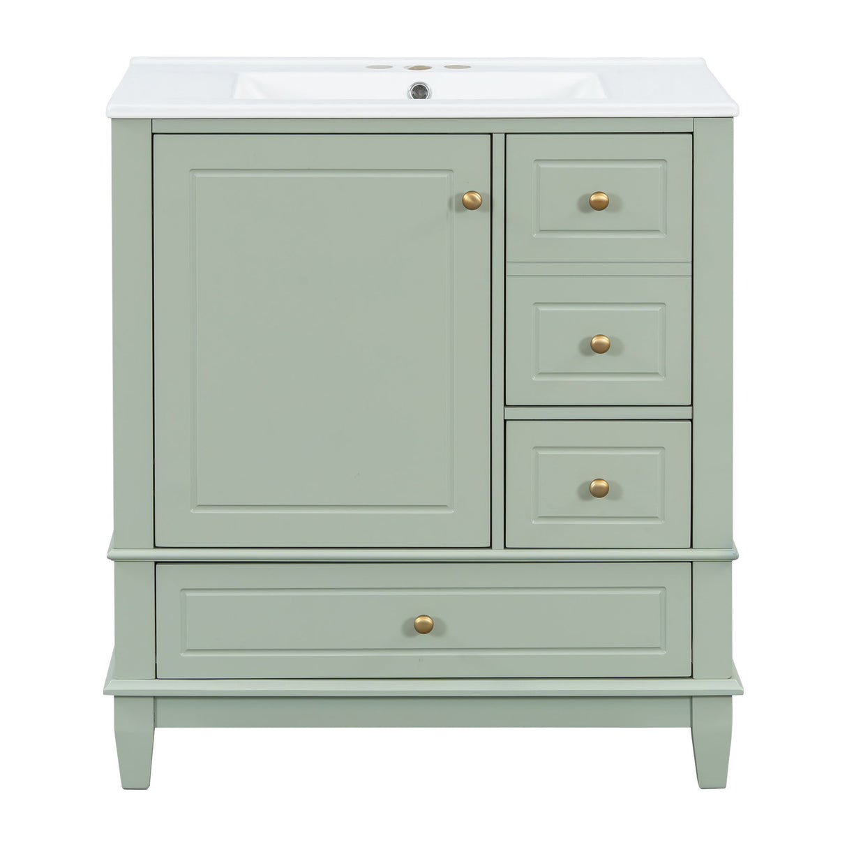 Freestanding Bathroom Vanity With Sink, Soft Close Door, 3 Drawers