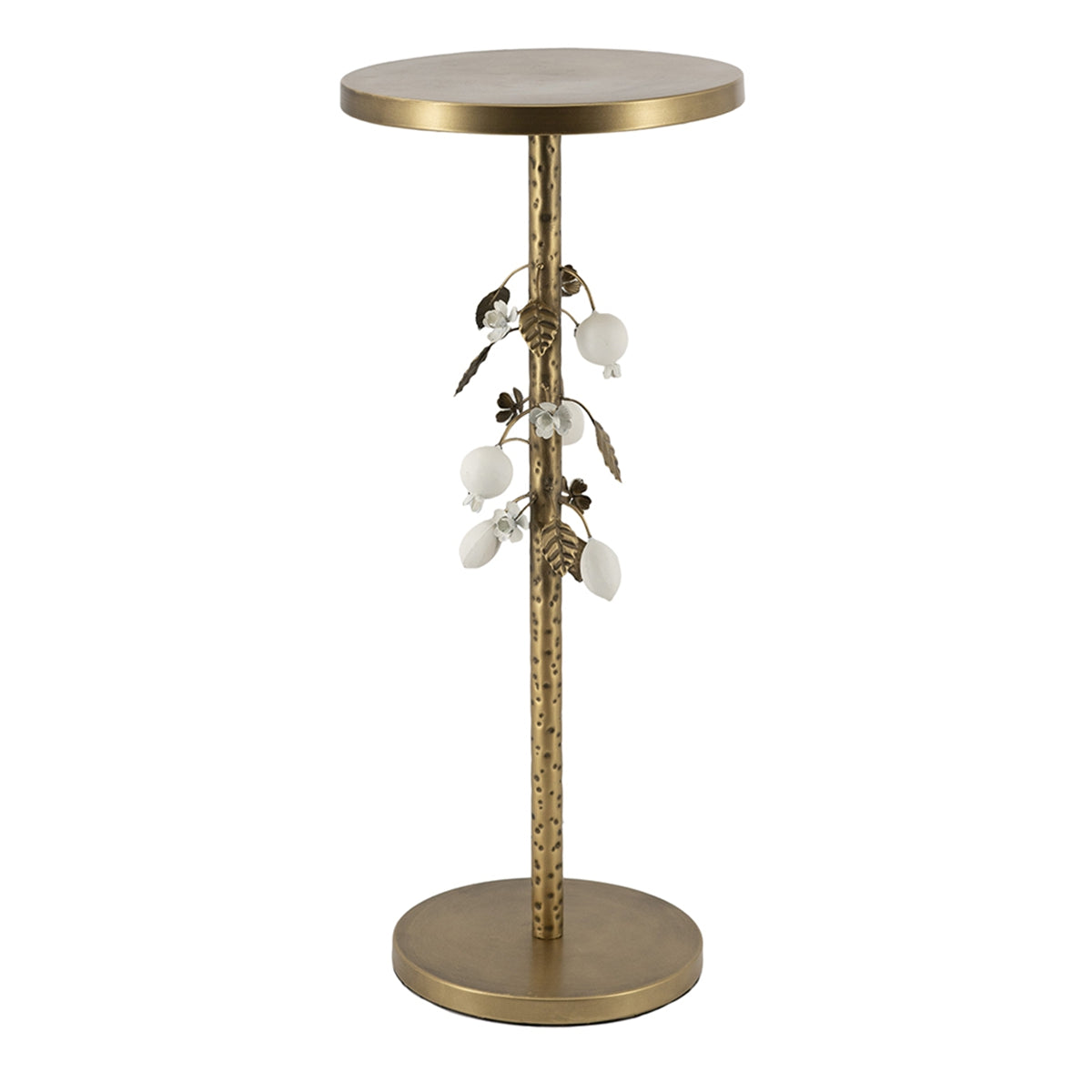 Round Iron Side Table with Botanical Details