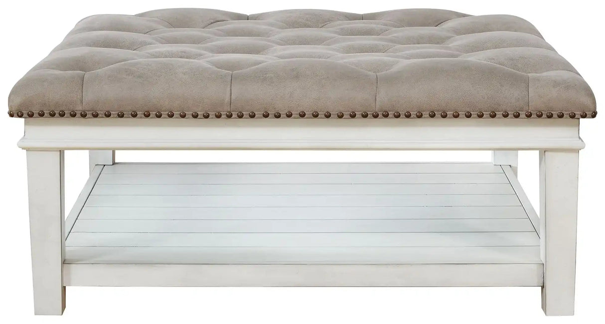 Kanwyn - Uph Ottoman Cocktail Table - Whitewash - Best Buy Furniture