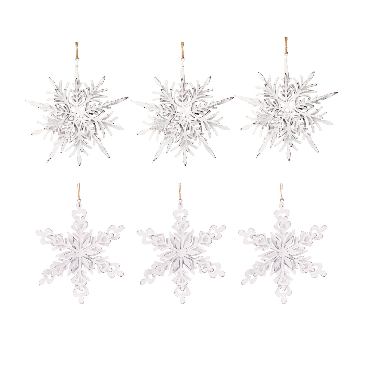 Set of 6 Iron Snowflake Hanger Christmas Tree Ornaments