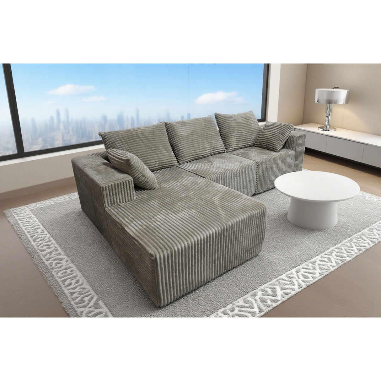 Corner Combination Sofa Sectional Couch With Soft Fabric