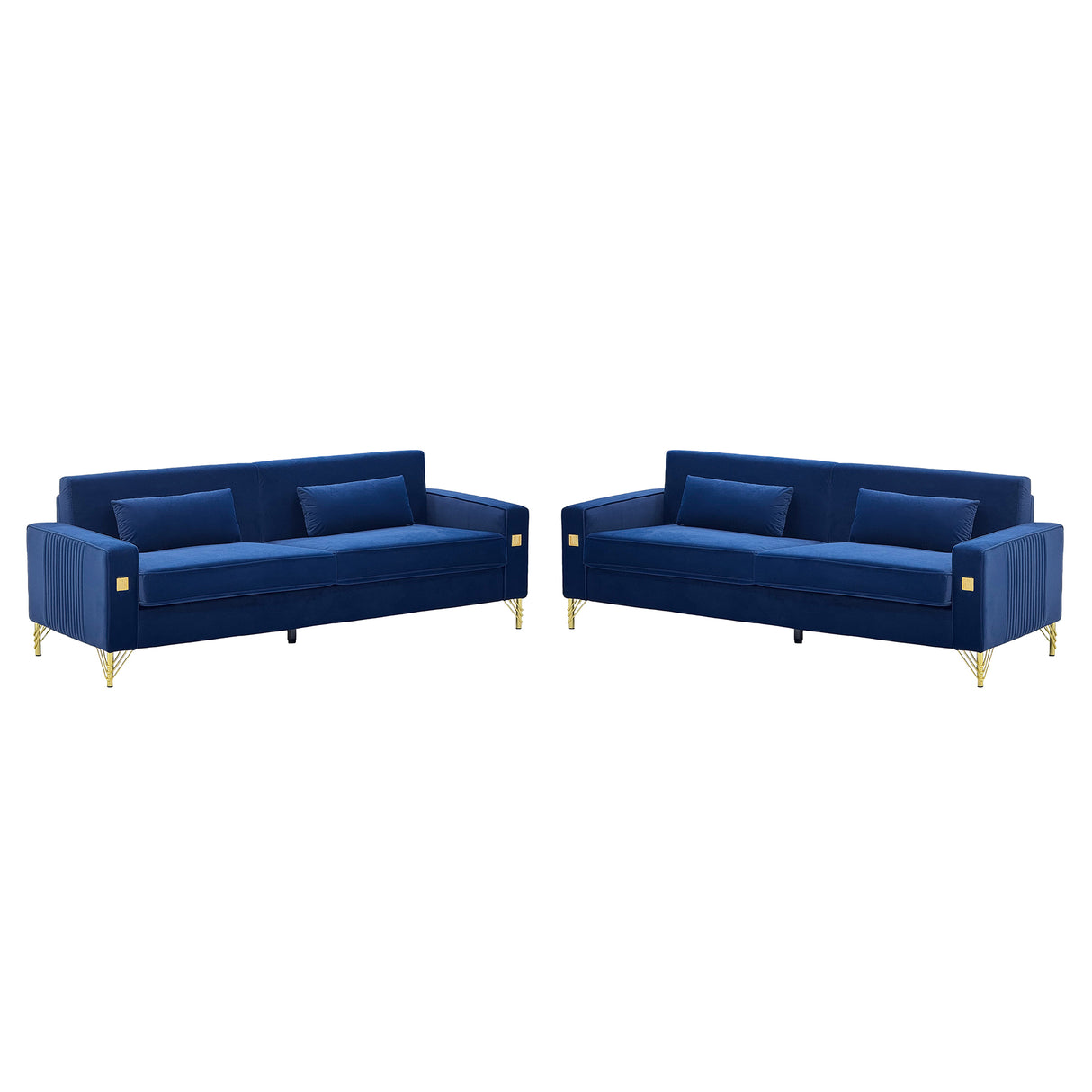 Royal Blue Velvet 2-Piece Sofa Set