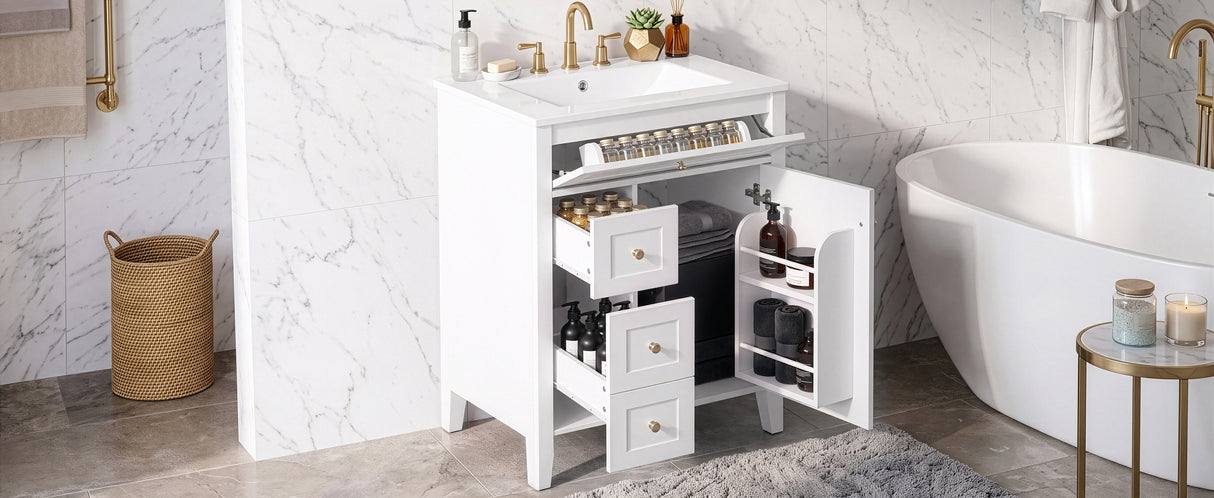 24" Modern Bathroom Vanity with Ceramic Sink