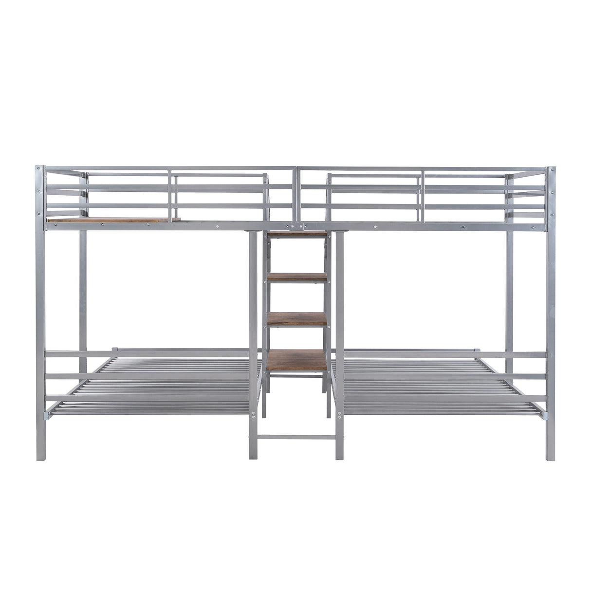 Metal Bunk Bed With Storage Shelves Staircase