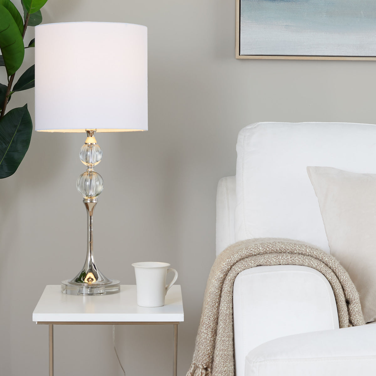 26" Contemporary Crystal Table Lamp