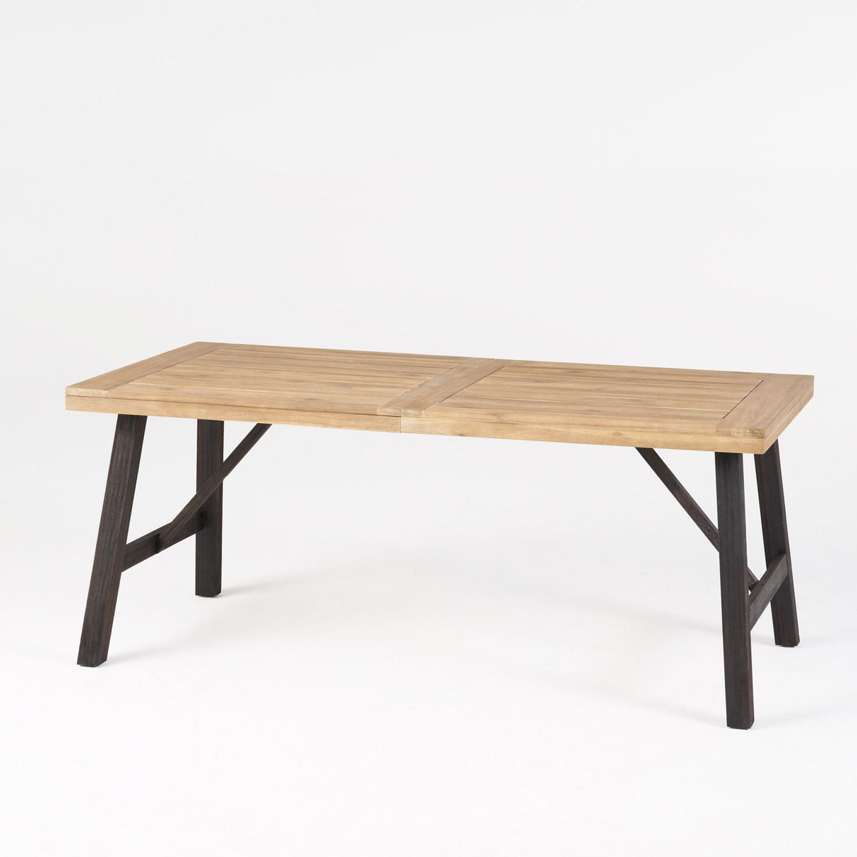 Outdoor Weather Resistant Dining Table With Slat Panel Design - Natural / Gray - Best Buy Furniture