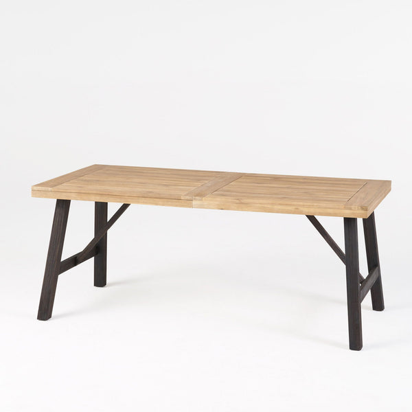 Outdoor Weather Resistant Dining Table With Slat Panel Design - Natural / Gray - Best Buy Furniture