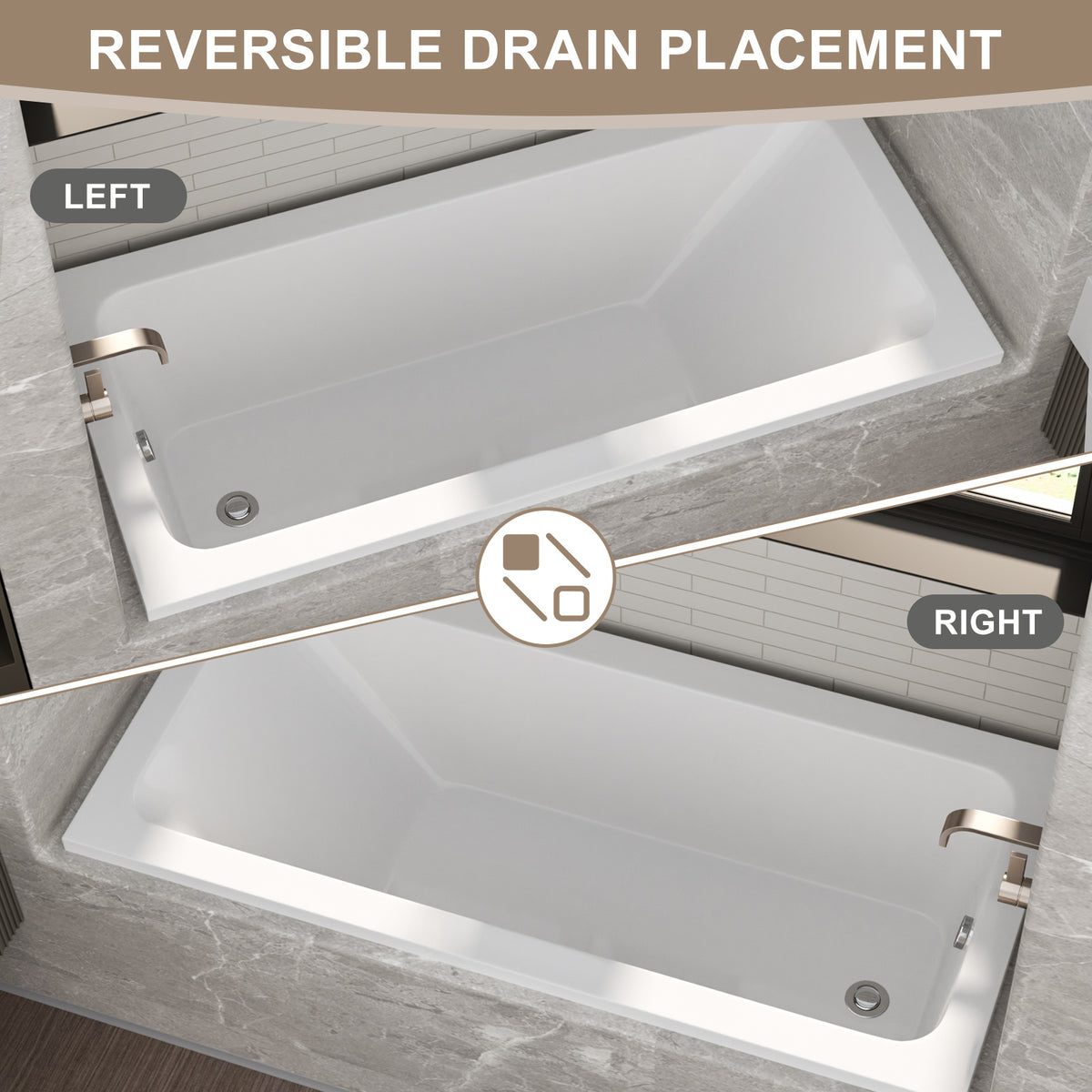 66-Inch Acrylic Built-In Soaking Tub - Glossy