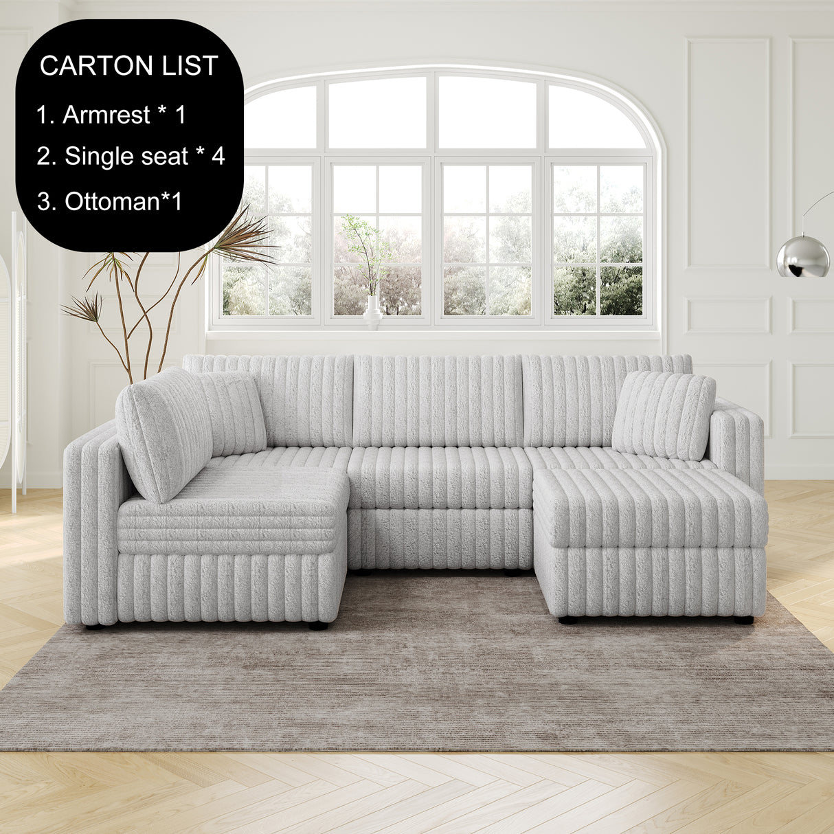 106.3" U-Shaped 4-Person Sofa with Ottoman