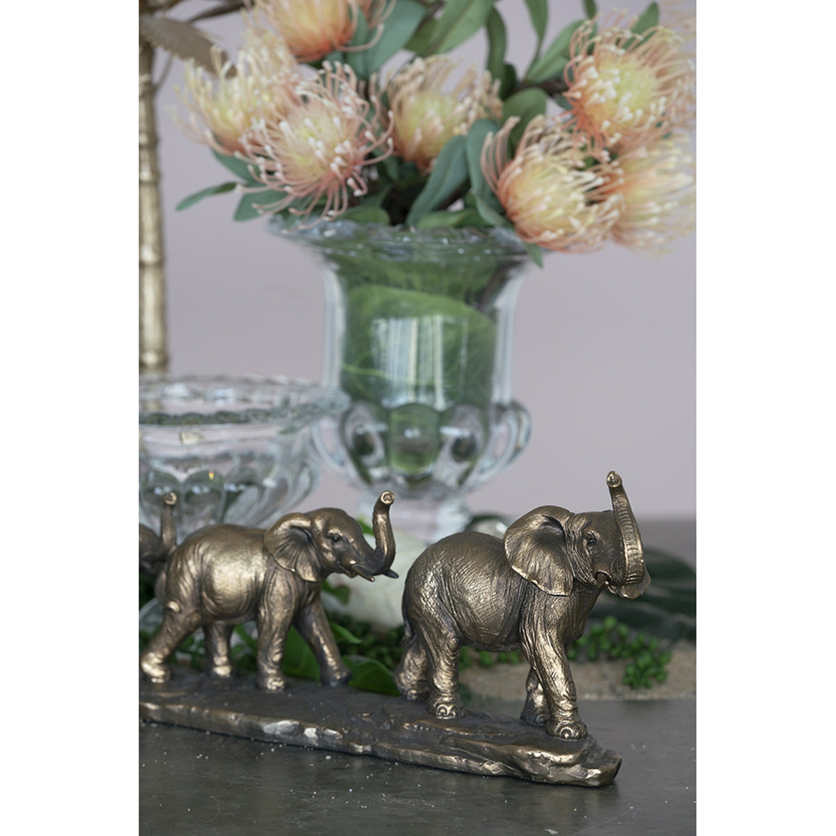 17.9" Elephant Family Statue