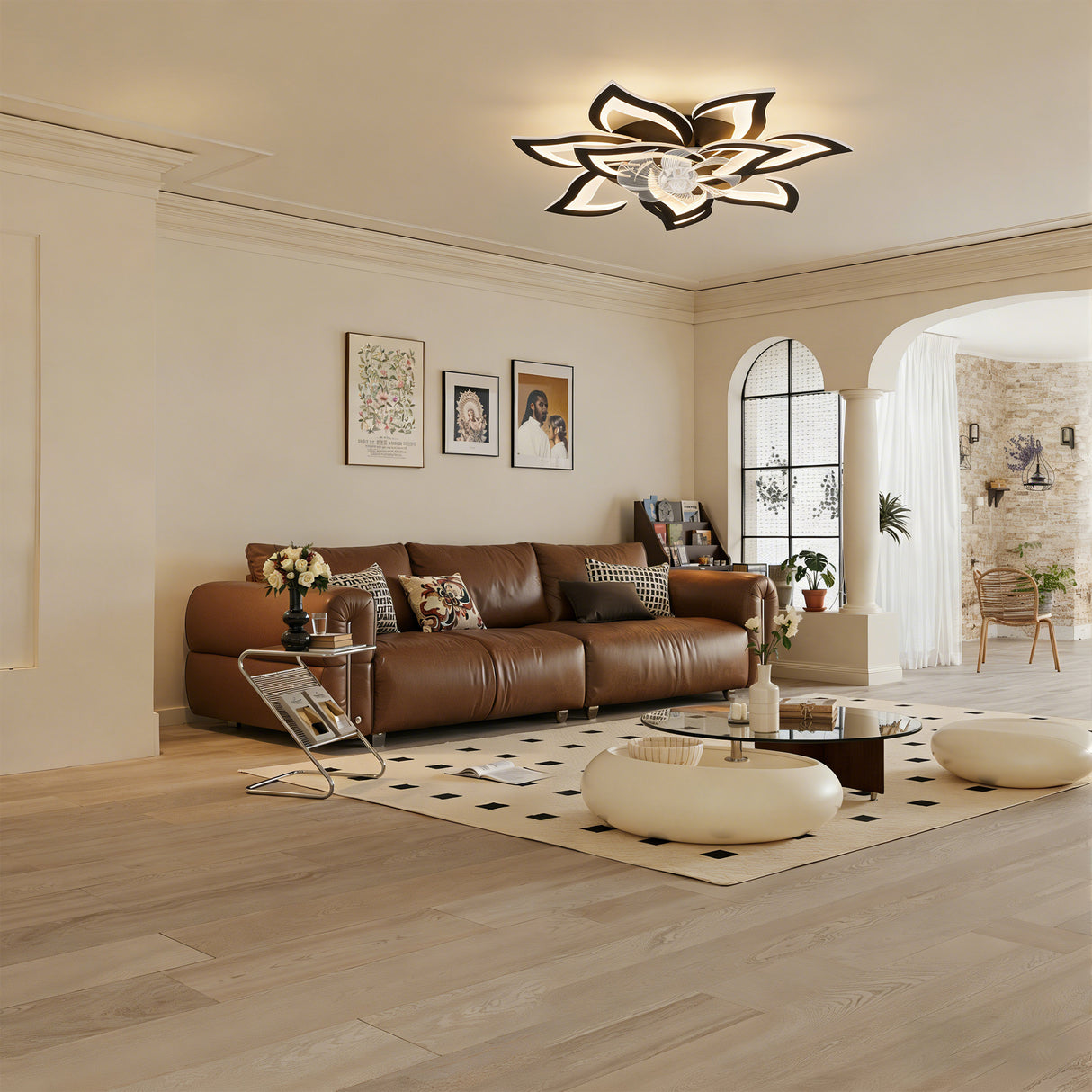 Modern Ceiling Fan with Lights Remote Control, 10 PCS Blades, 32"