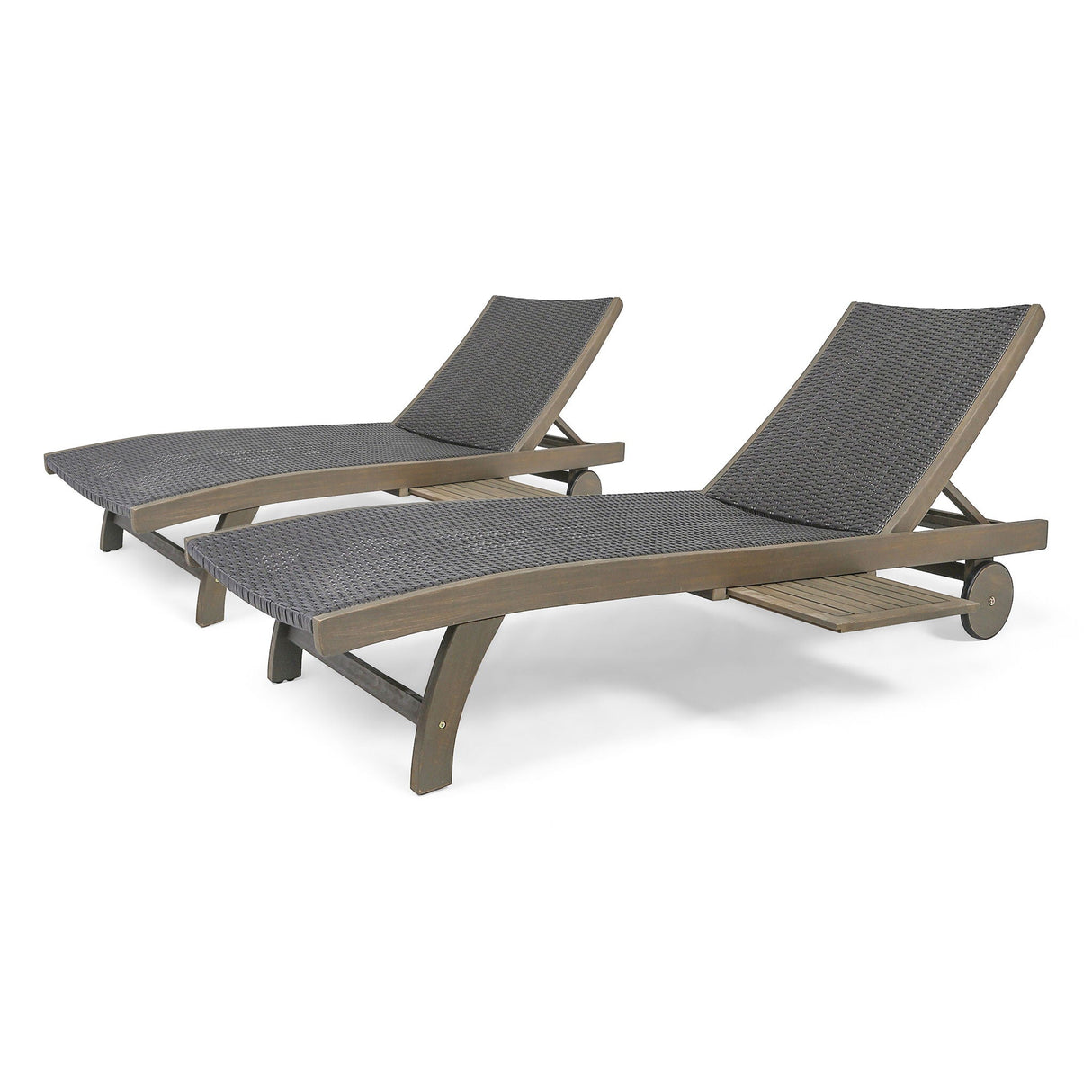Outdoor Chaise Lounge With Pull Out Tray And Wicker Seat - Gray - Best Buy Furniture
