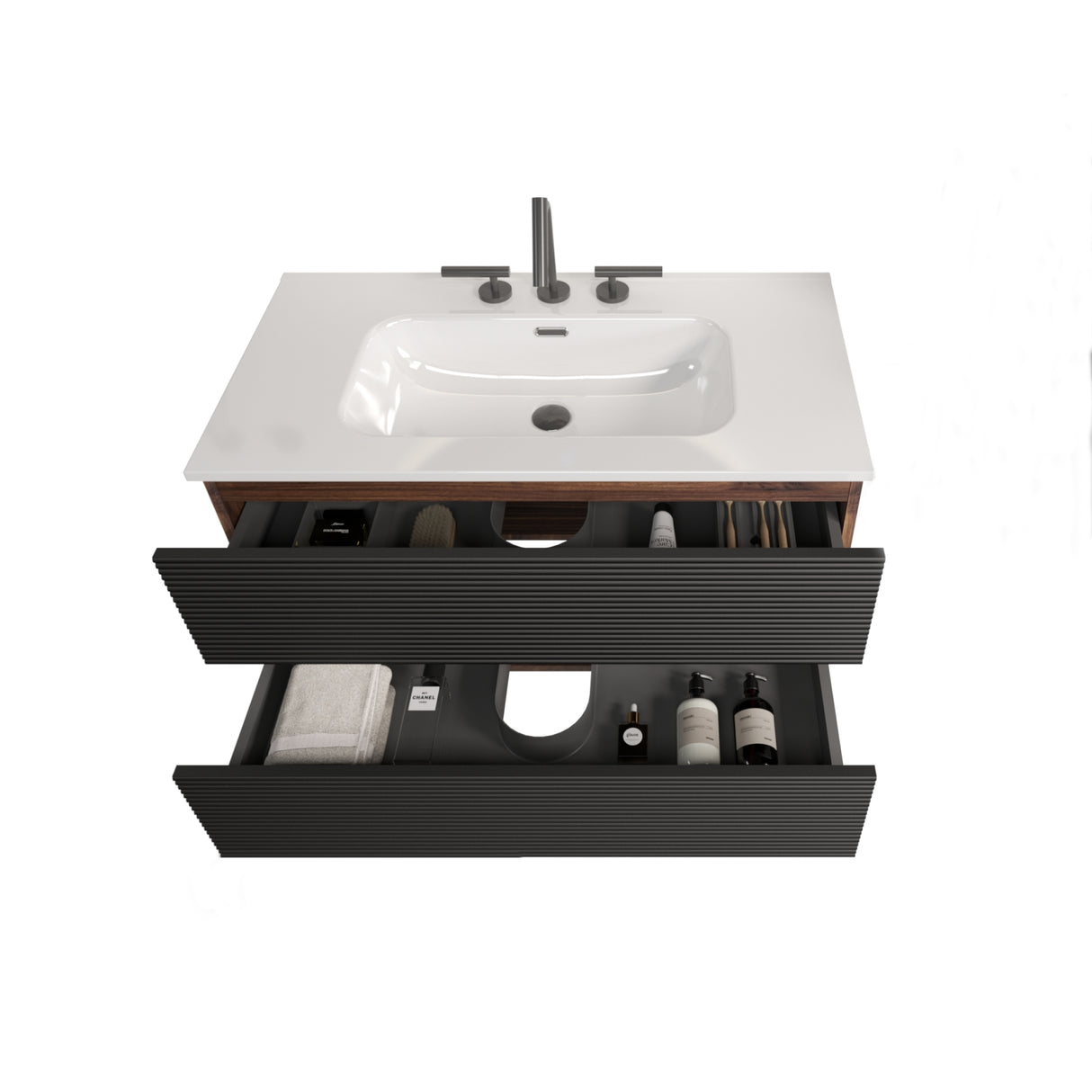 Gloria 36" Wall Mounted Soft Black Bathroom Vanity