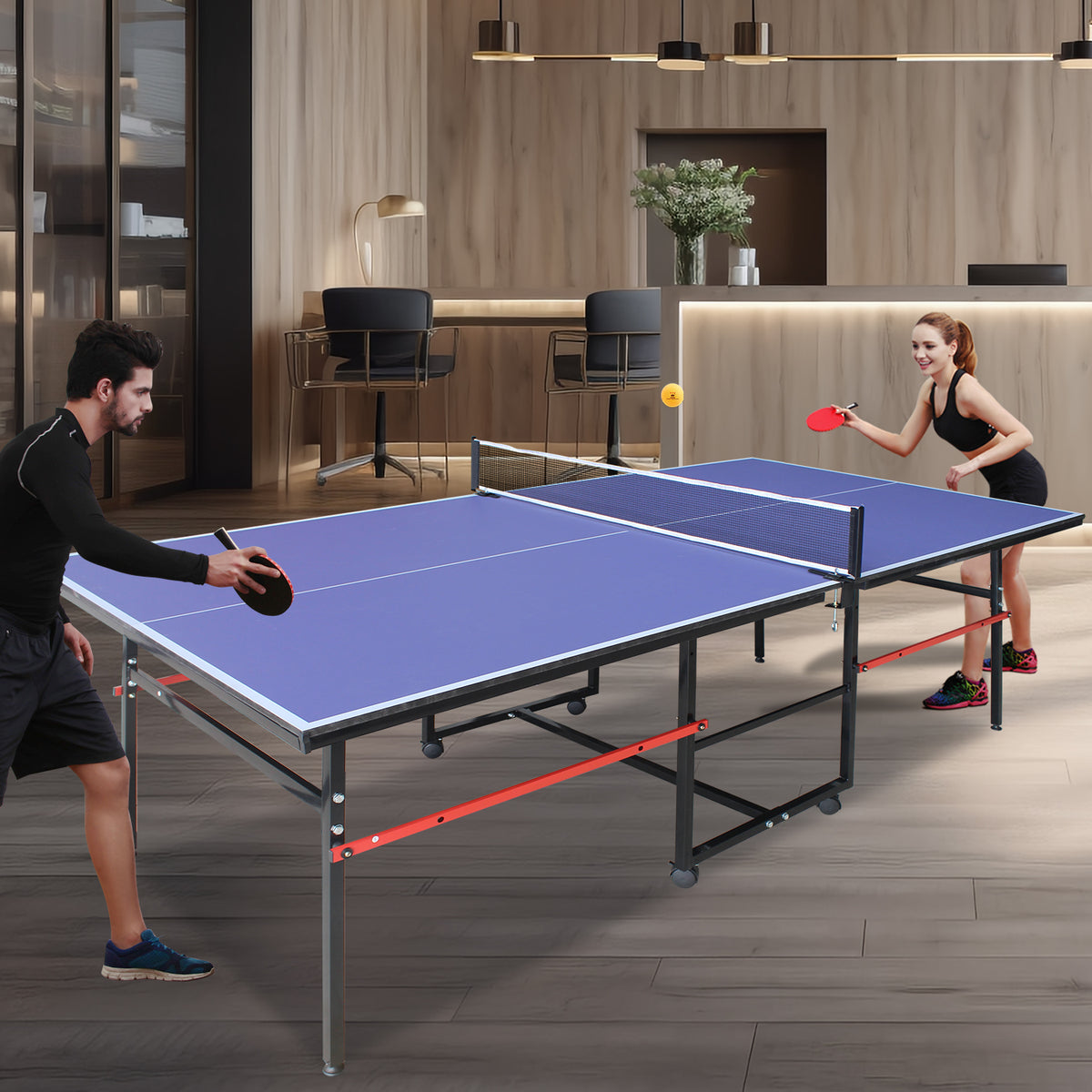 8ft Mid-Size Table Tennis Table Set