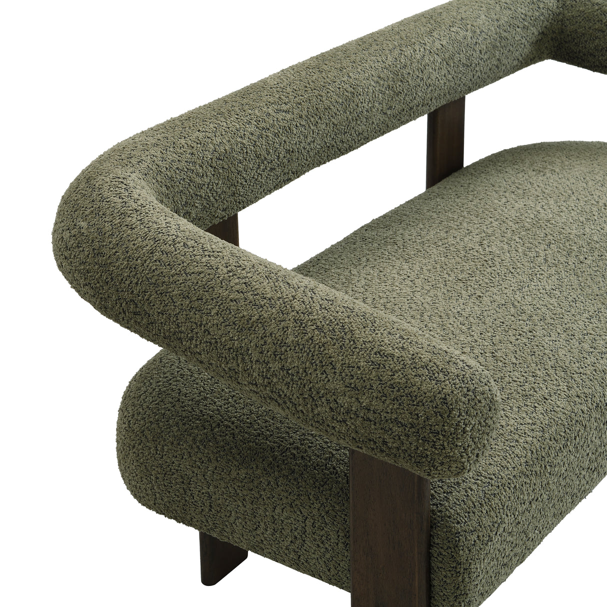 Round Armrest Loveseat (Green + Brown)