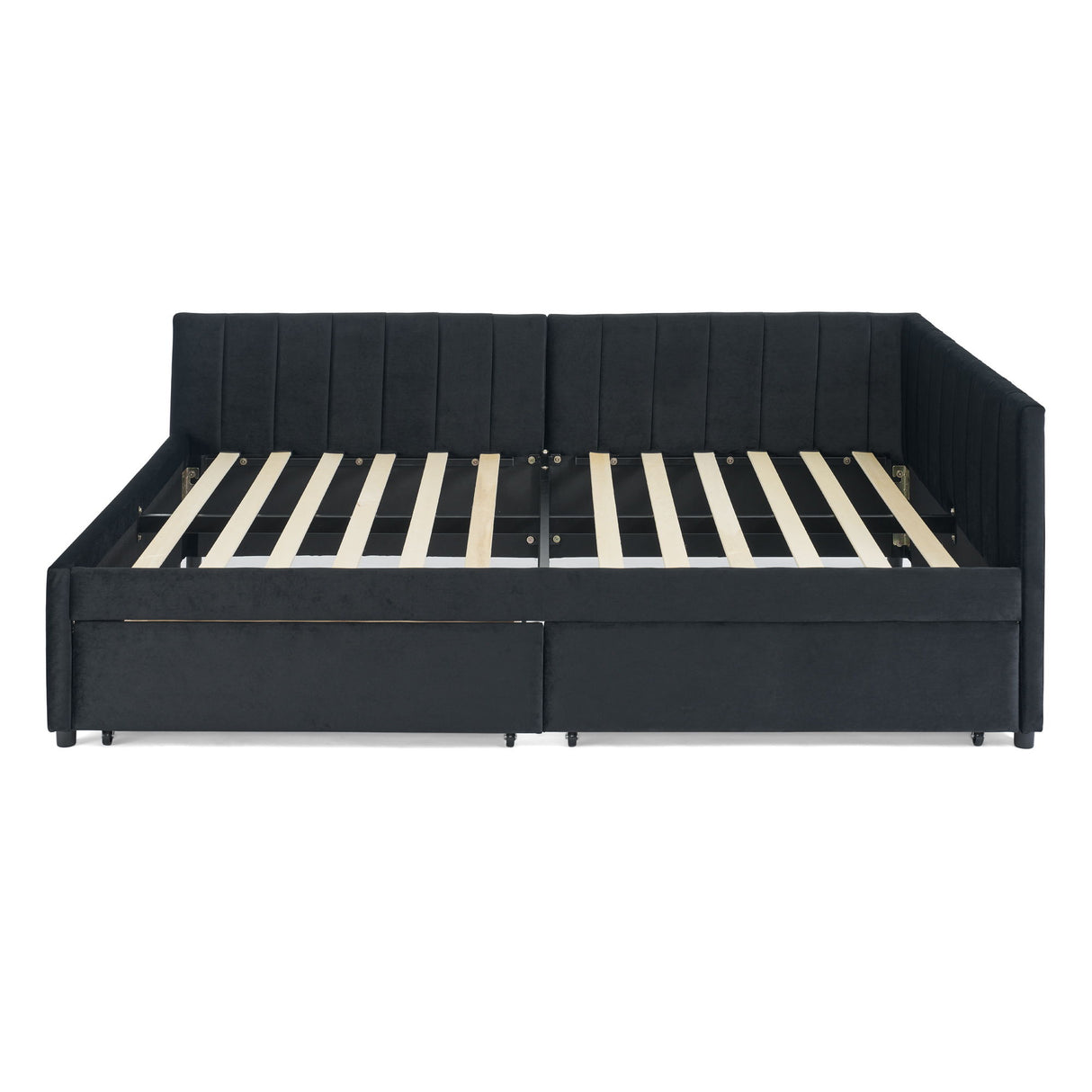 Upholstered Tufted Daybed Frame With Storage Drawers