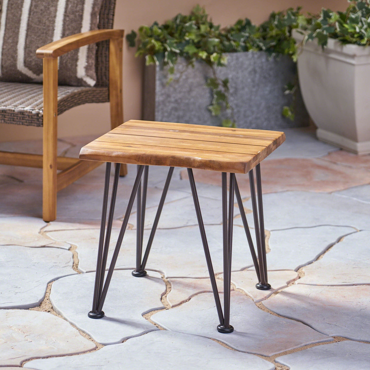Zenith - Outdoor Industrial Accent Table (Set of 2) - Teak - Best Buy Furniture