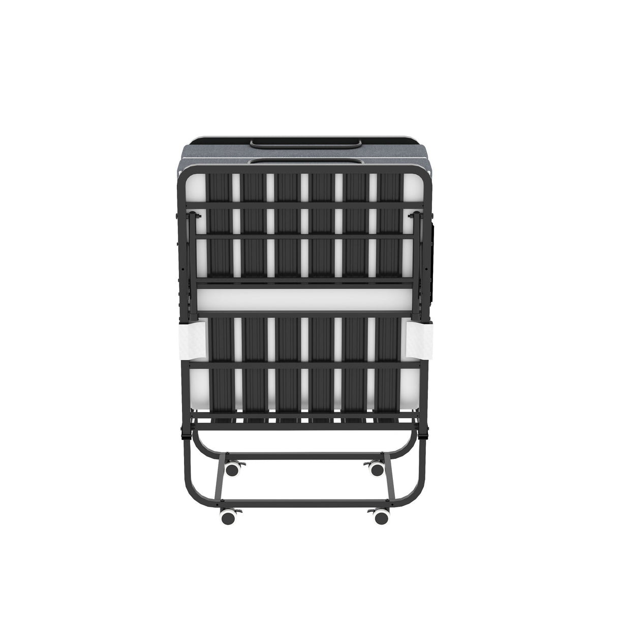 Twin Folding Bed With Memory Foam Mattress, On Wheels, Portable Bed For Adults & Guests - Black