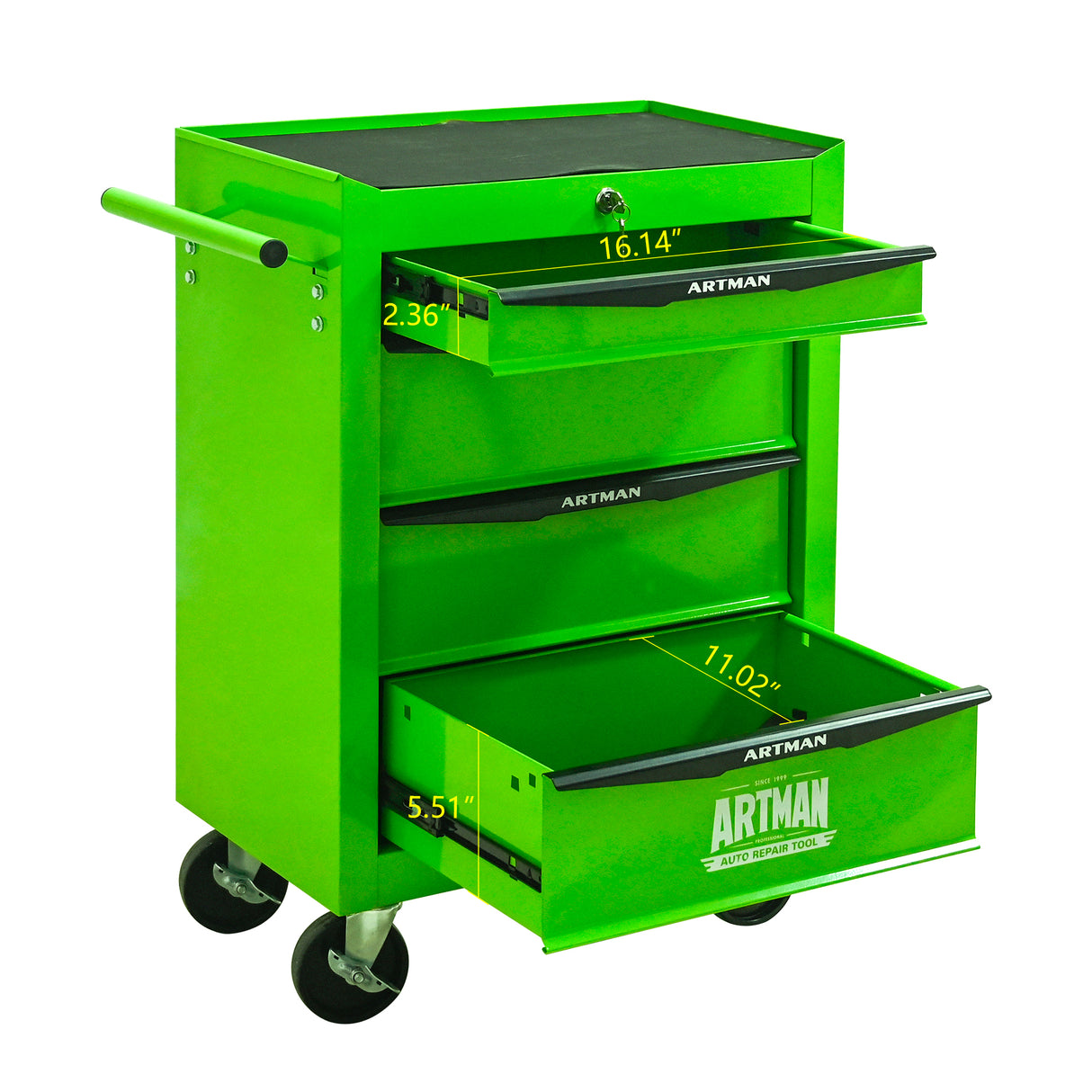 Rolling Metal Tool Chest with 4 Drawers - Green