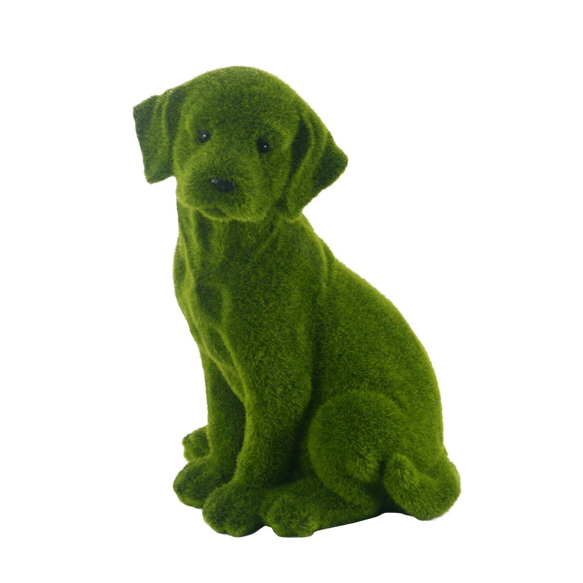Flocked Dog Garden Statue with Weather-Resistant Finish - Green