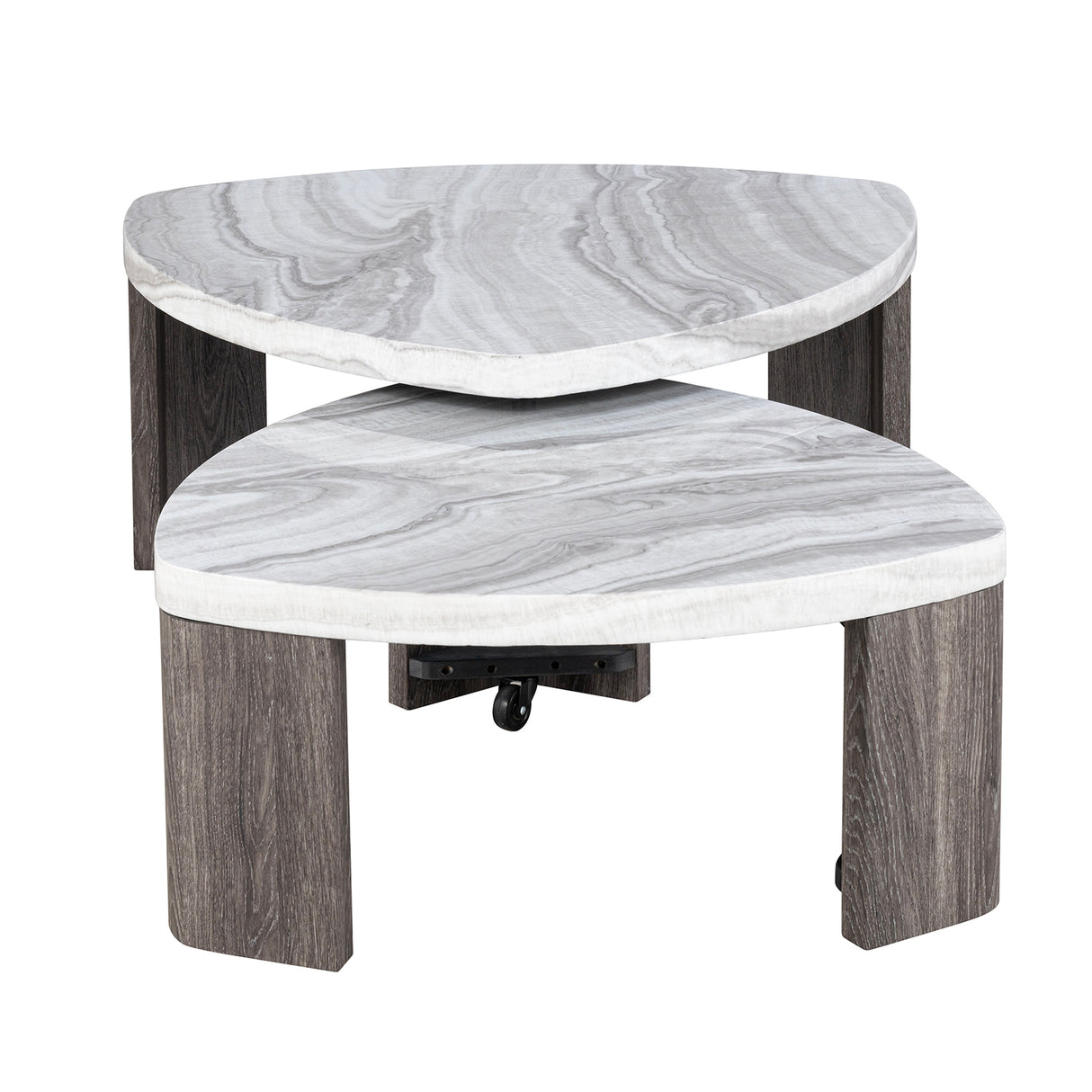 Contemporary Style Nesting Cocktail Table with Marble Pattern