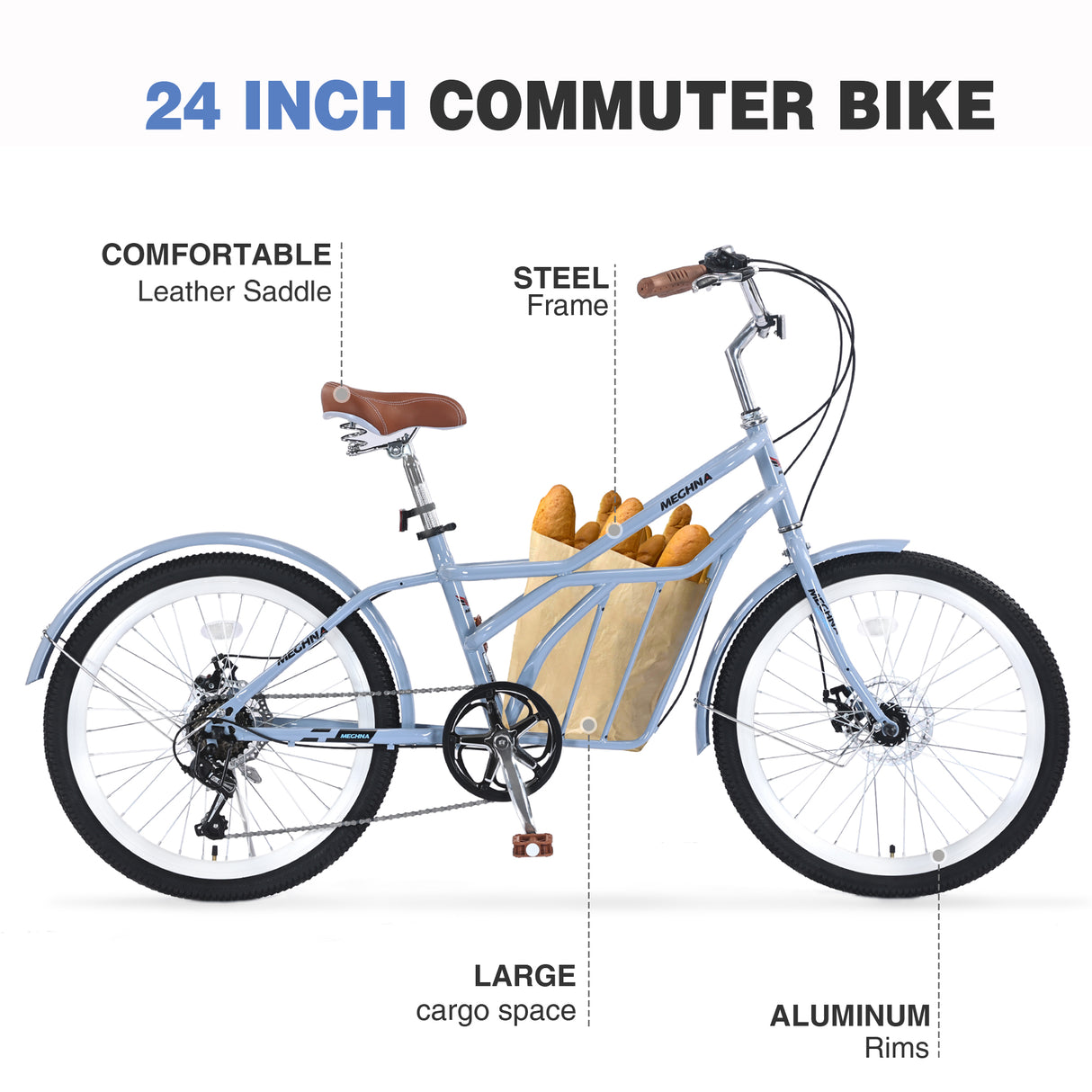 6 Speed Steel Frame 24 Inch Commuter Bike