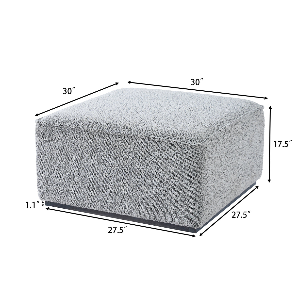 Square Upholstered Ottoman with Black-and-White Fabric