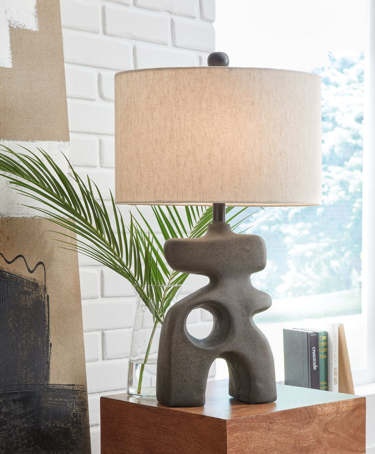 Danacy - Paper Table Lamp - Distressed Black - Best Buy Furniture