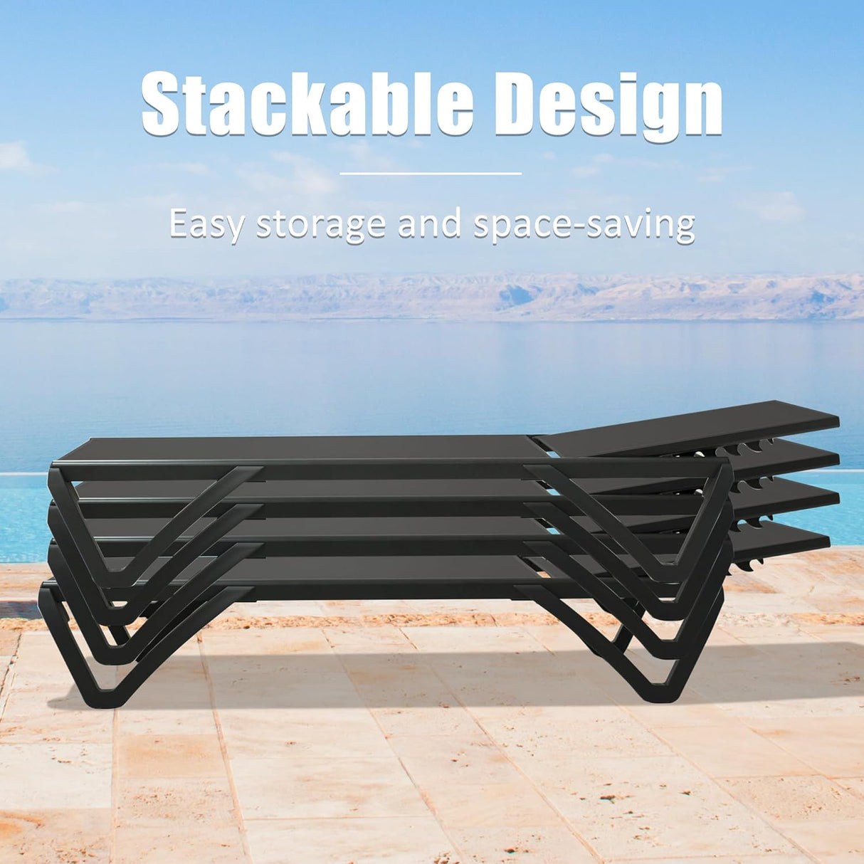 Pool Lounge Chairs Set of 2 with Side Table