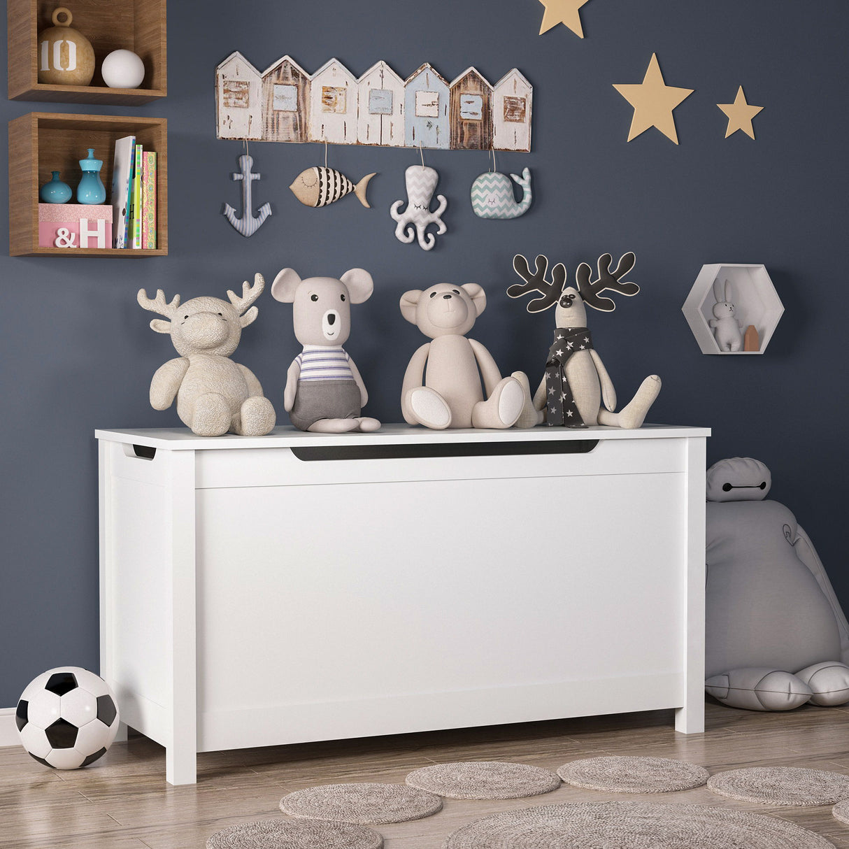 Toy Box Storage With Safety Hinged Lid