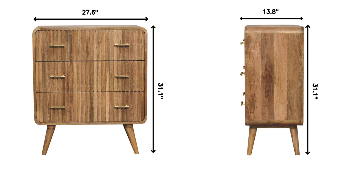 T-Bar Ridged Chest, 3-Drawers
