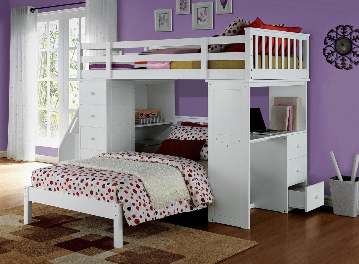 Freya - Twin Loft Bed With Storage (Not Including The Bottom Twin Bed) - White - Best Buy Furniture