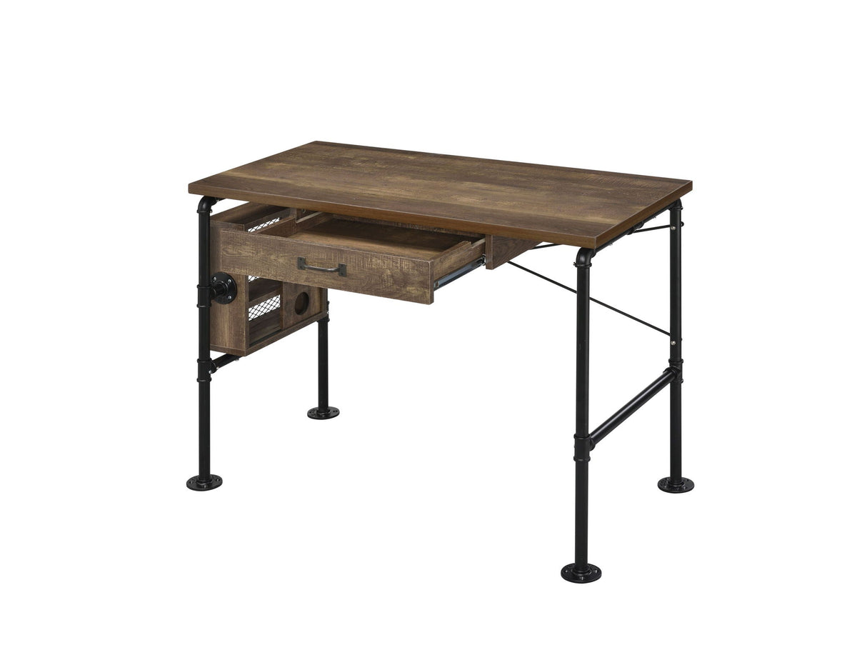 Endang - Writing Desk - Weathered Oak / Black - Best Buy Furniture