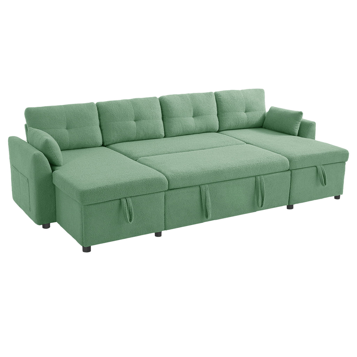 U-Shaped Sectional Sofa Bed With Storage And USB Ports
