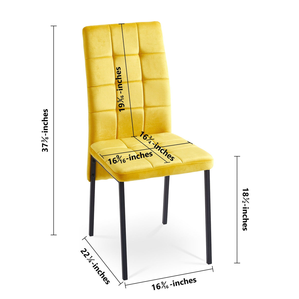 High Back Nordic Dining Chair Modern Fabric Chair With Legs (Set of 2)