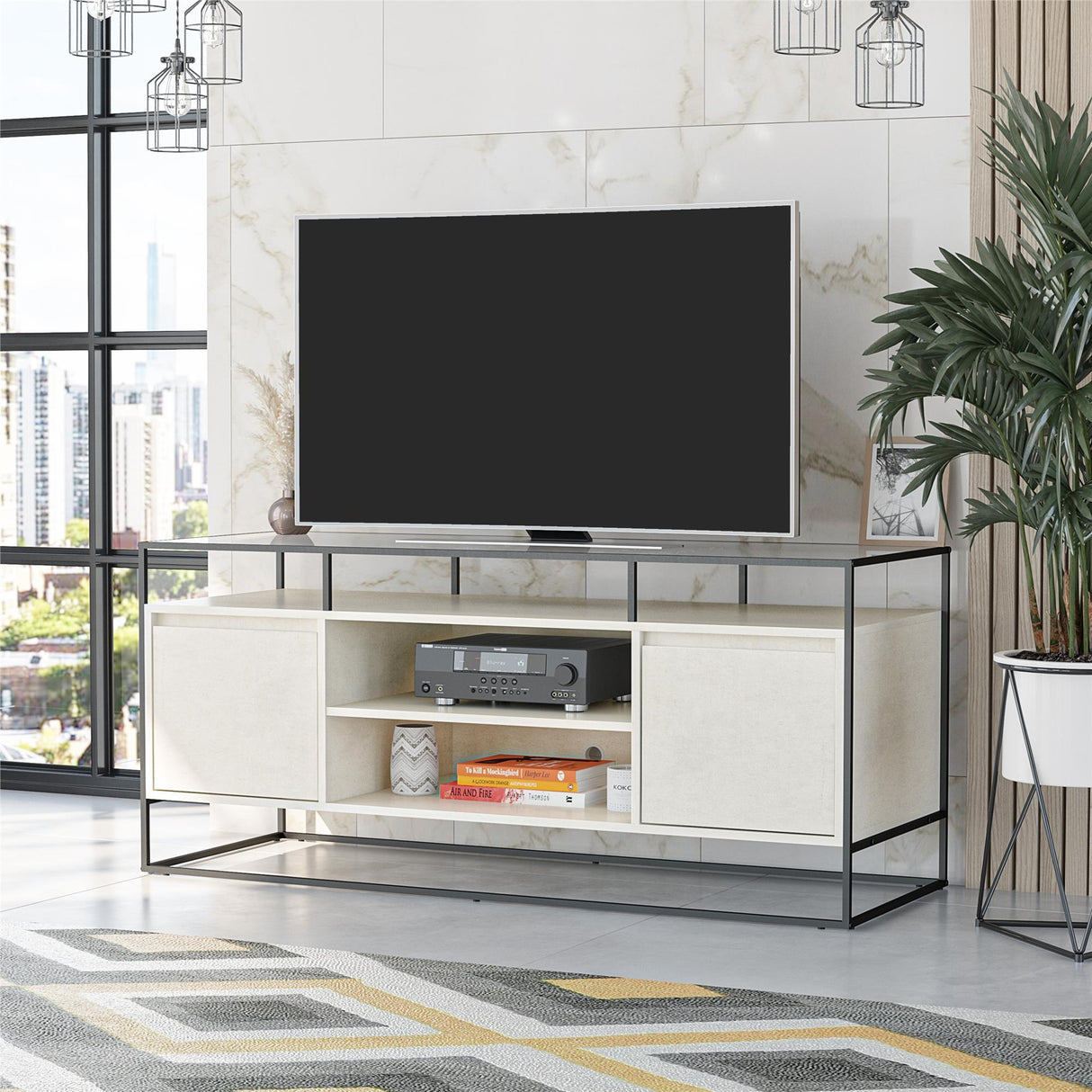 Camley Media Console TV Stand - White