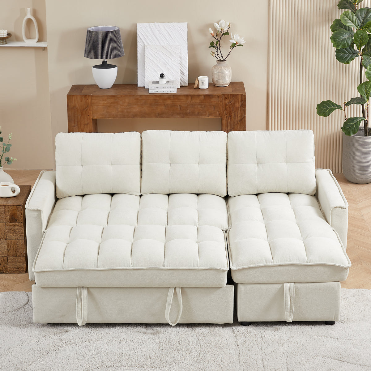 71.3" Reclining Sofa Bed with USB Ports