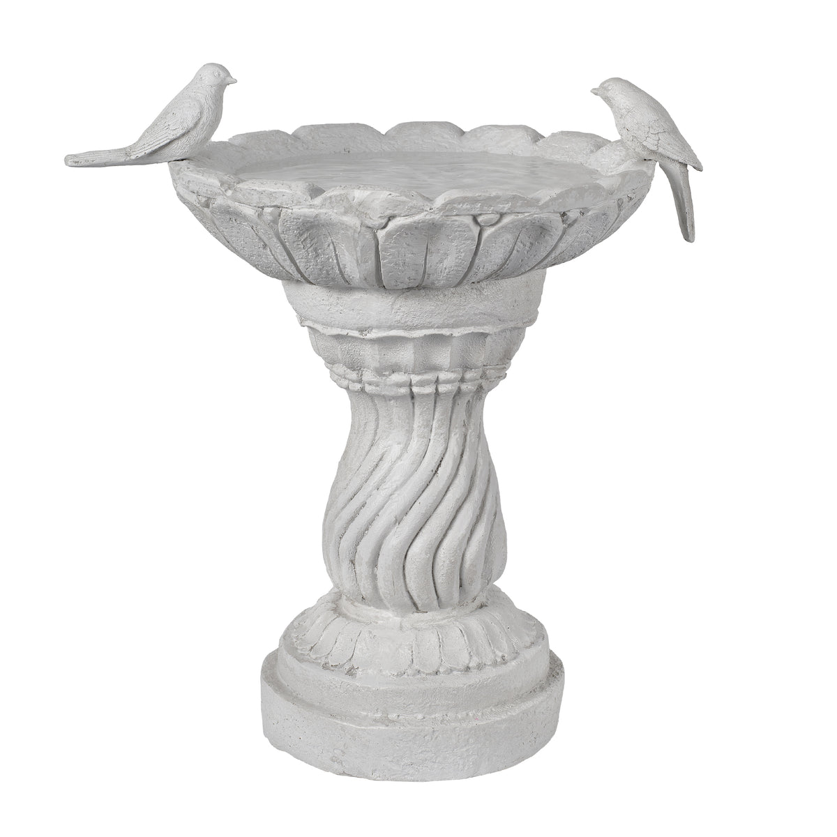 Garden Bird Bath Statue with Decorative Basin - Resin - 16.54" High