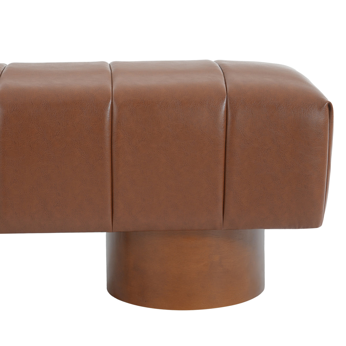 Brown PU Upholstered Indoor Dining Bench