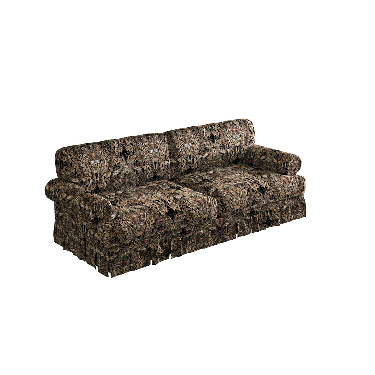 Luxuriously Comfortable Cloud Couch With Elegant Rolled Arms & Pleated Skirt Design