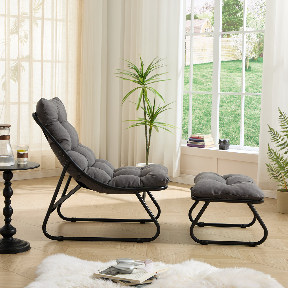 Patio Outdoor Lounge Chair with Ottoman